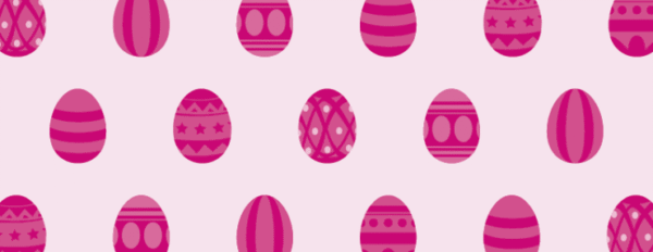 A patterned background with pink easter eggs